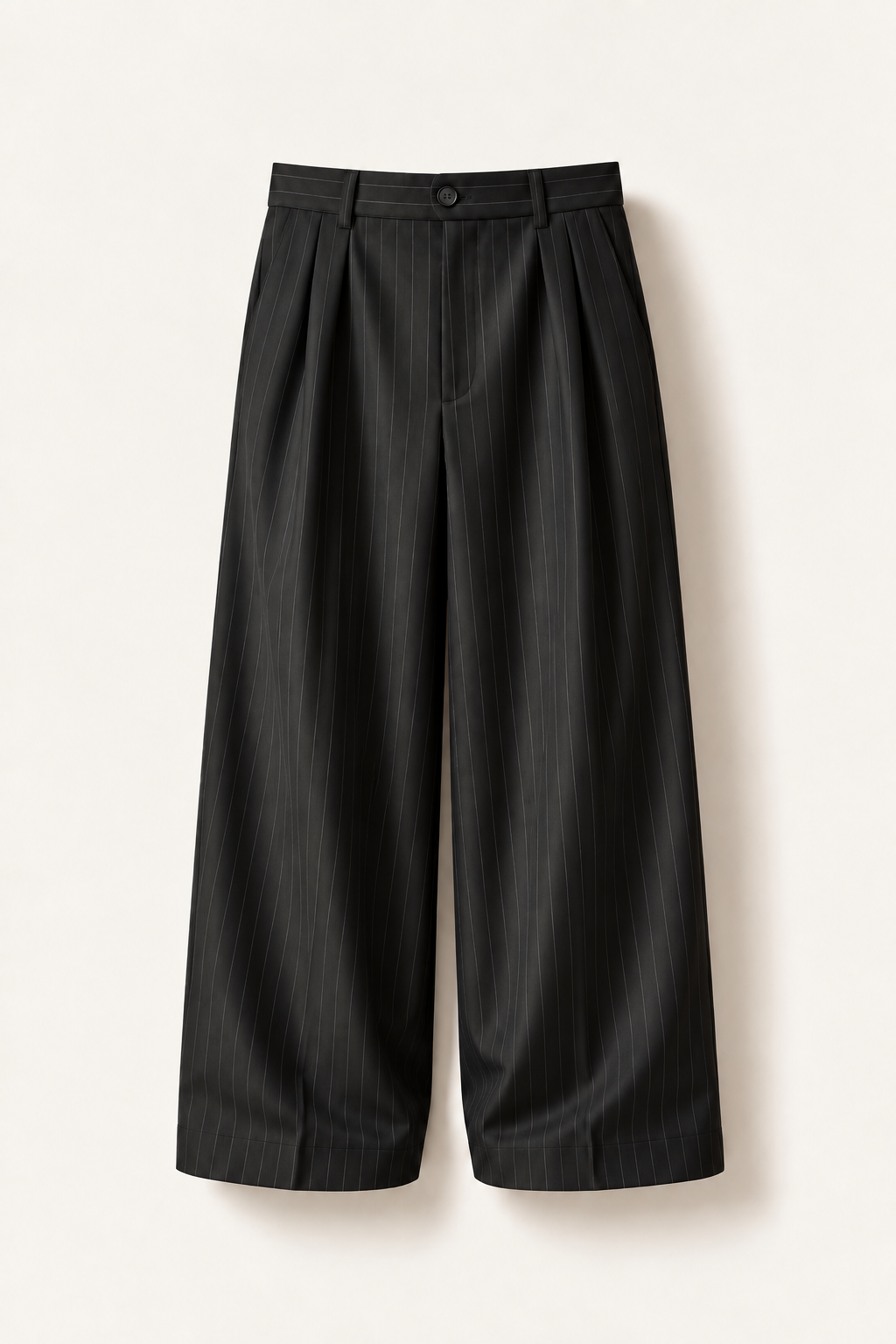 Black Pinstripe Tailored Pleated Trouser