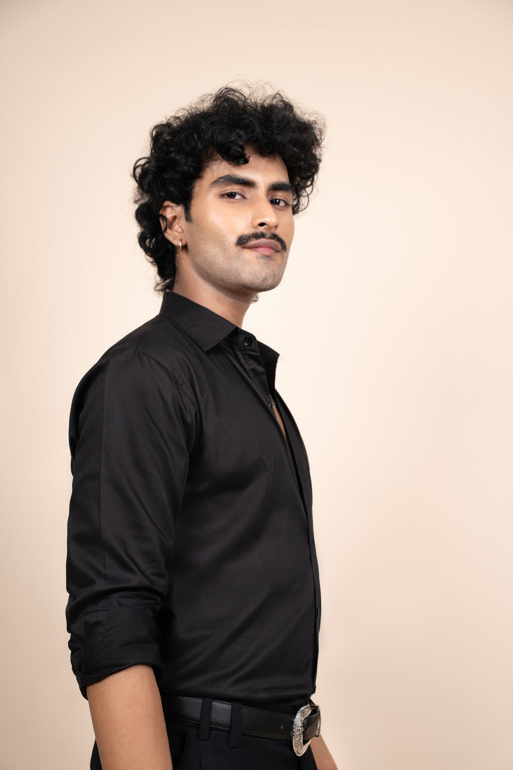 Black Giza Cotton Tailored Shirt