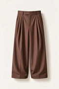 Brown Pinstripe Tailored Pleated Trouser