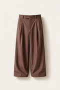 Brown Pinstripe Tailored Pleated Trouser