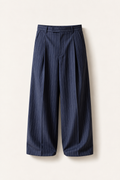Navy Blue Pinstripe Tailored Pleated Trouser