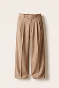 Beige Pinstripe Tailored Pleated Trouser