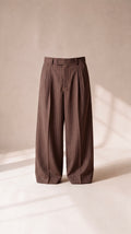 Brown Pinstripe High Rise Trouser