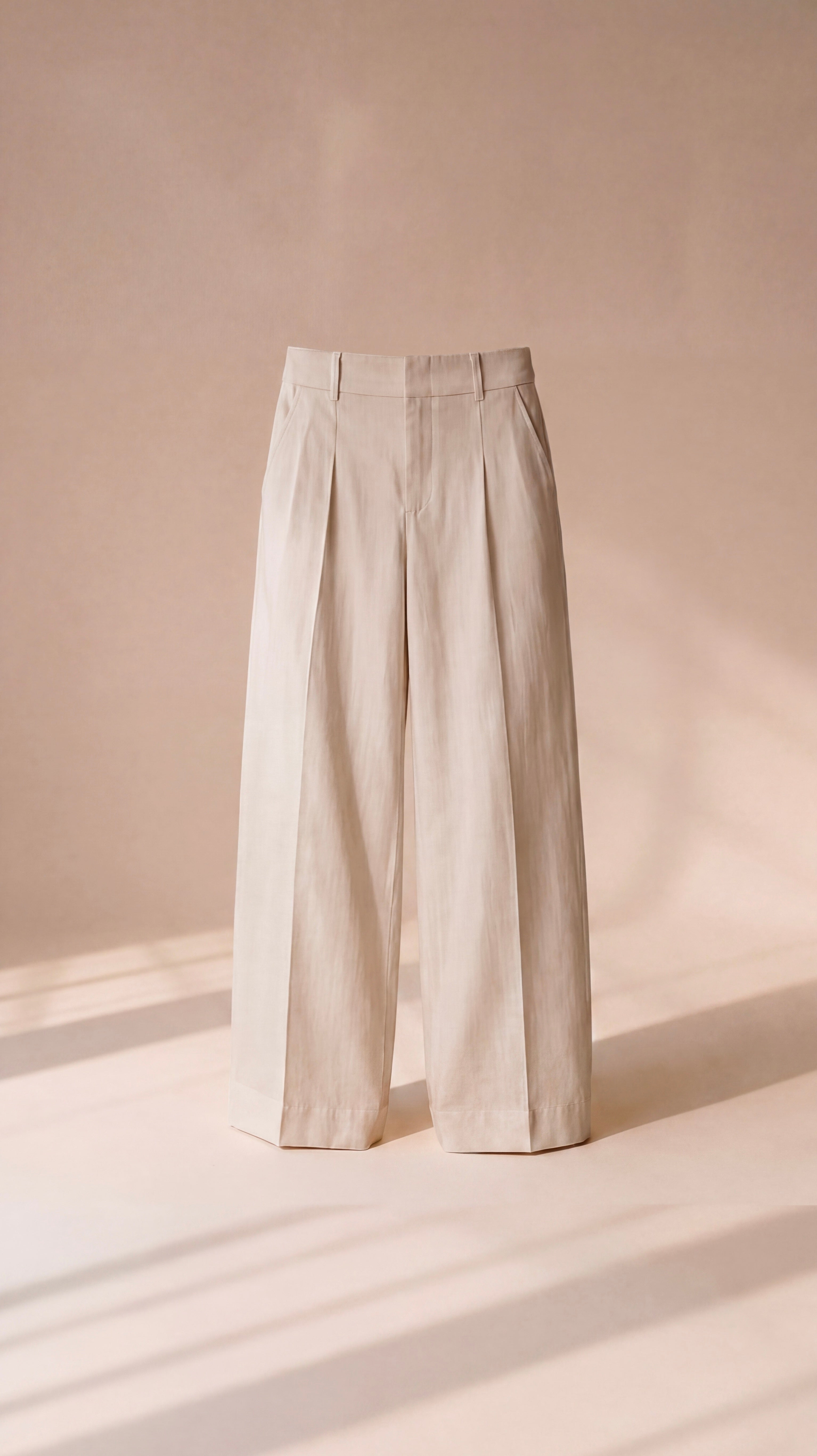 Beige Linen Tailored Trouser