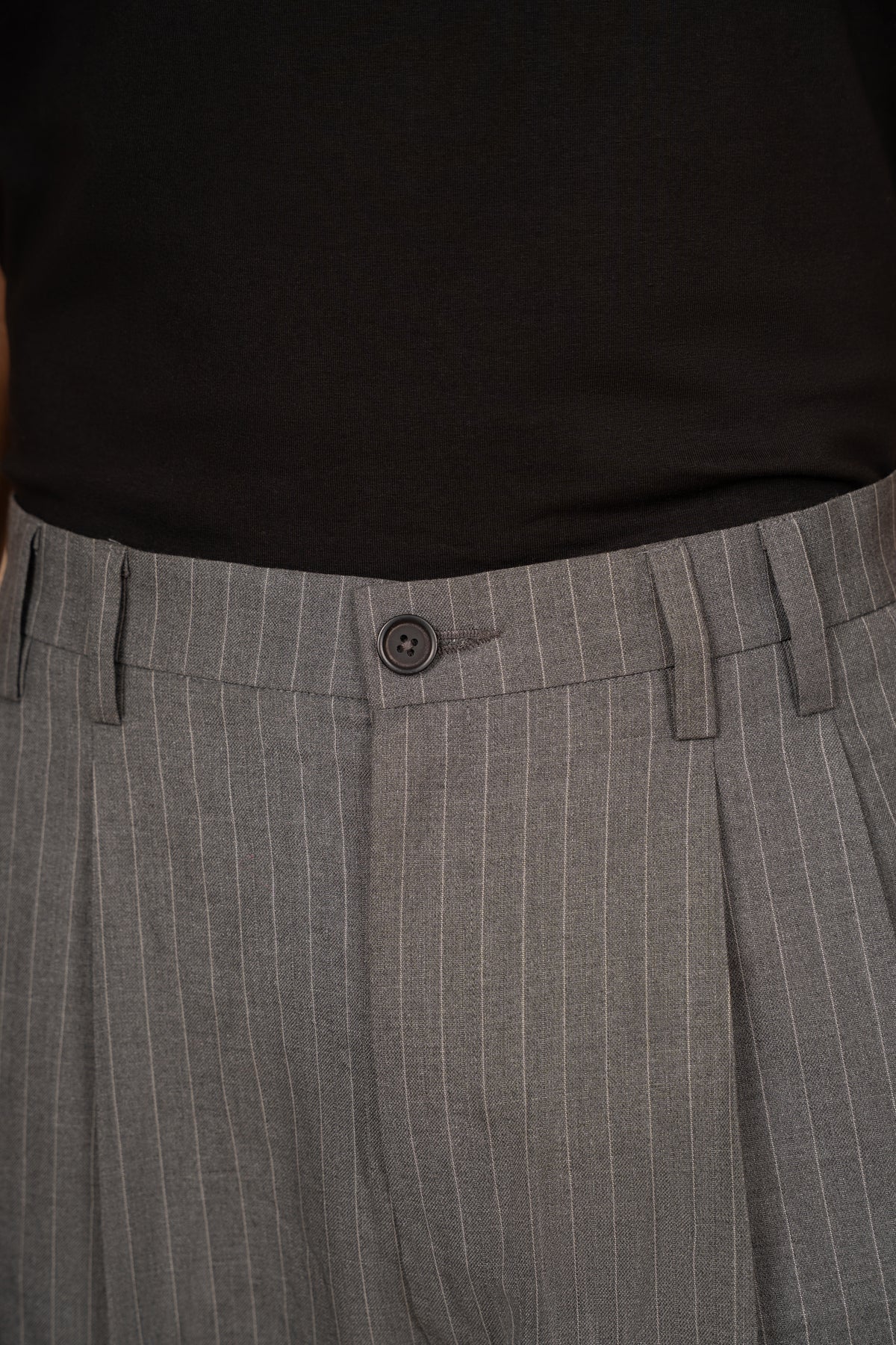 Charcoal Grey Pinstripe Tailored Pleated Trouser