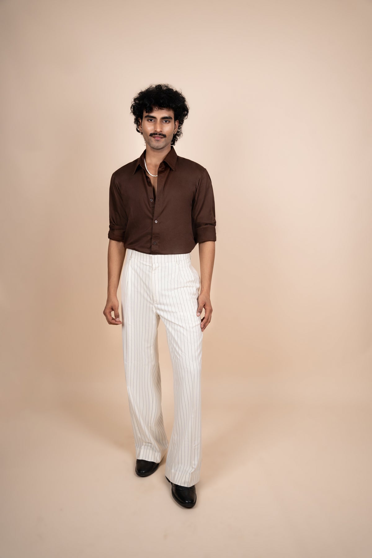 Off White Pinstripe Italian Trouser