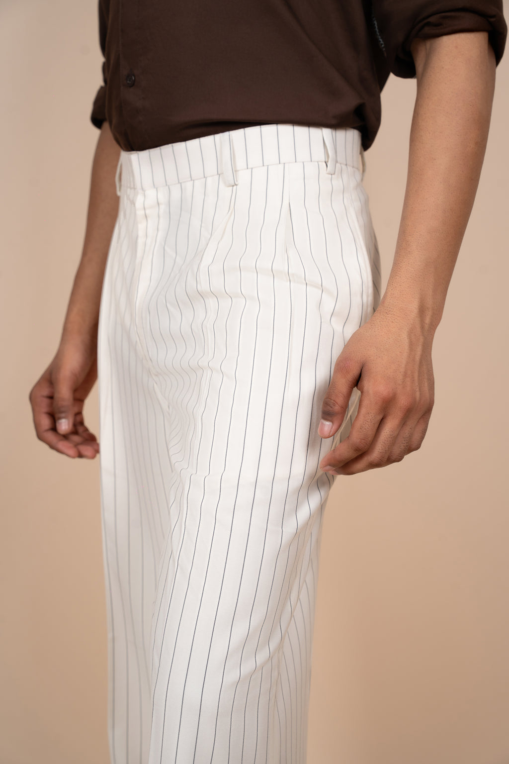 Off White Pinstripe Italian Trouser