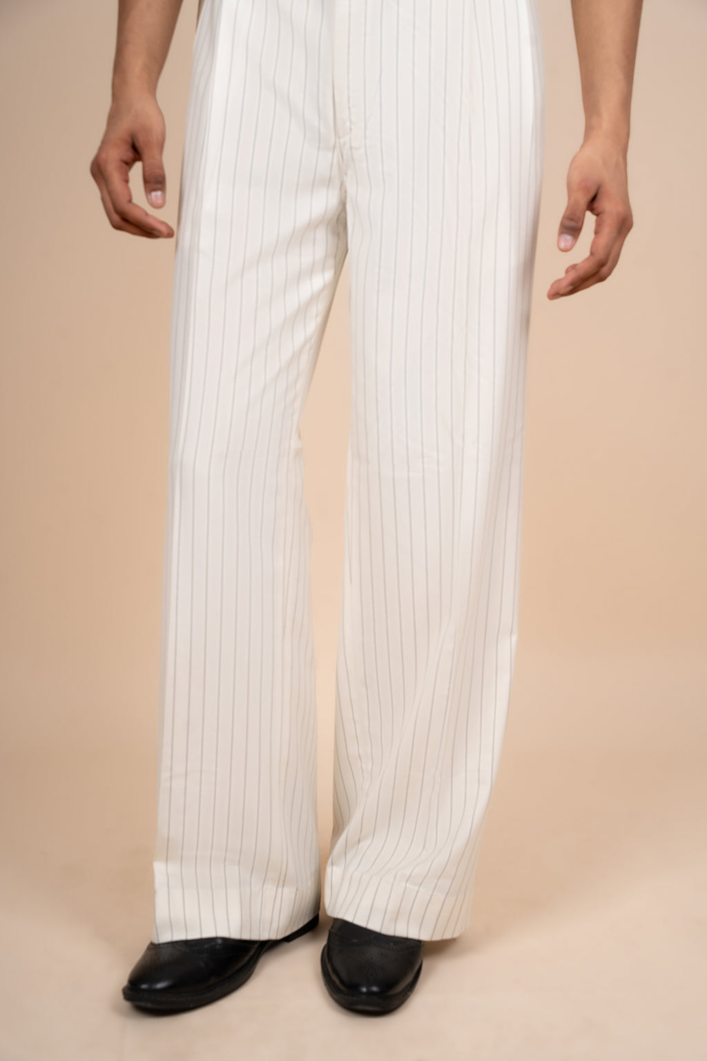 Off White Pinstripe Italian Trouser