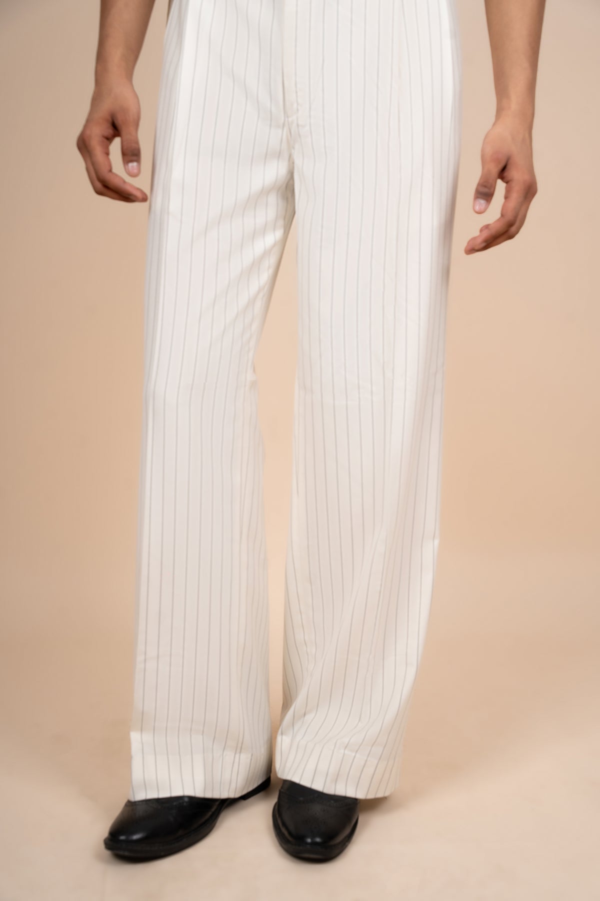Off White Pinstripe Italian Trouser