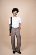 Taupe Tailored Pleated Trouser