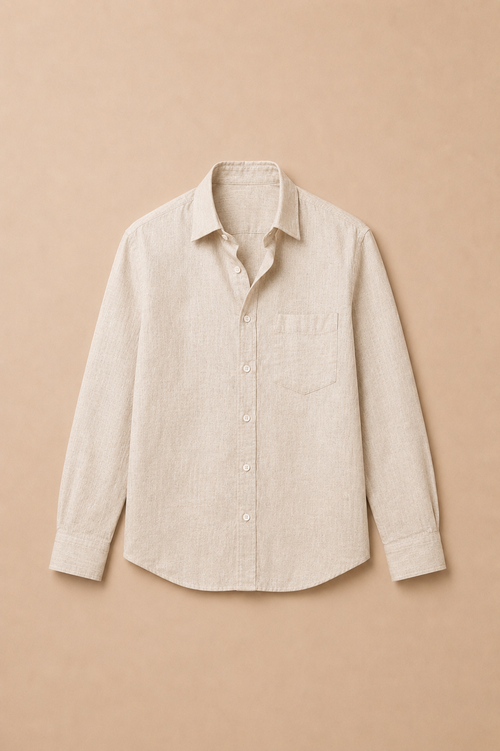 Beige Linen Shirt - front