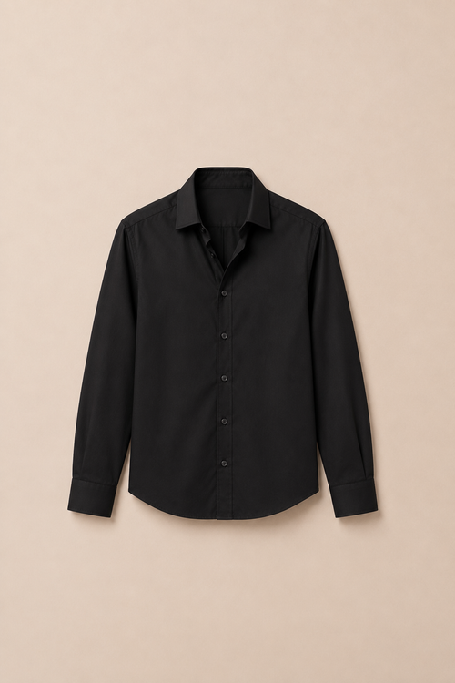 Jet Black Giza Cotton Shirt - front