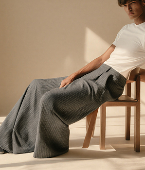 Charcoal Grey Pinstripe Tailored Trouser White