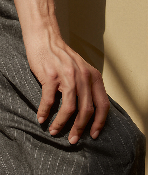 Charcoal Grey Pinstripe Tailored Trouser White